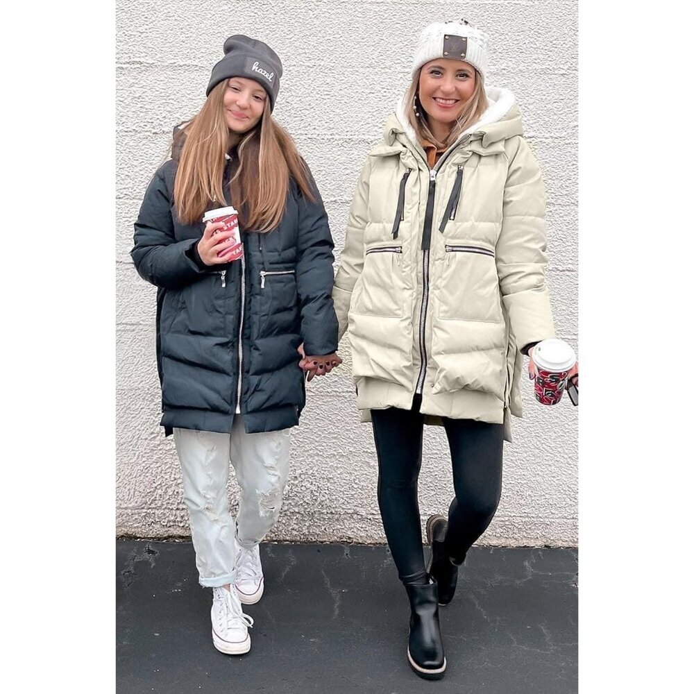 Women's Thickened Navy Clothing Down Vest Jacket Warm Fleece Lined Hood Coat - Picture 5 of 8